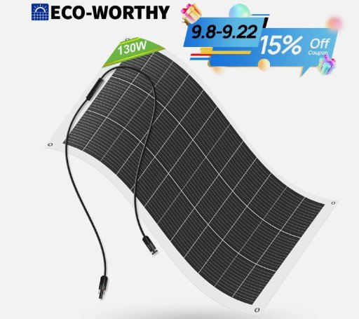 ECO-WORTHY 130W 12V Flexible Mono Solar Panel