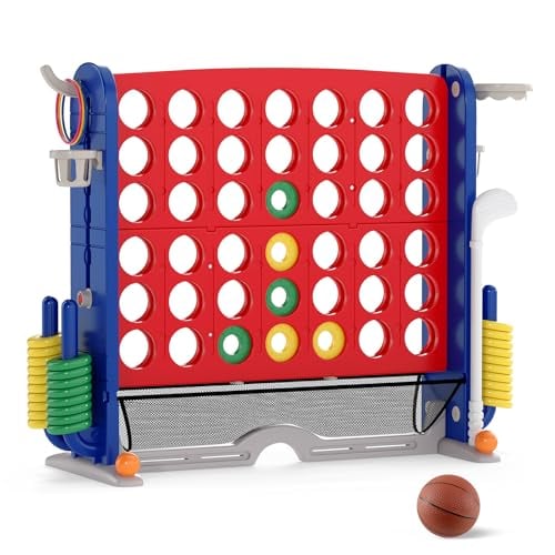 COSTWAY Giant 4-in-a-Row Connect Game Set with Height Adjustment