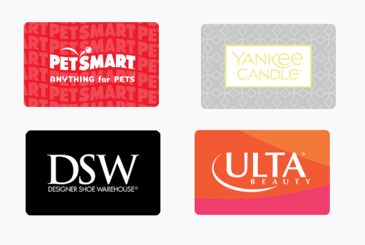 eGift Cards for Ulta, DSW, Petsmart, Michaels, BJs,  More