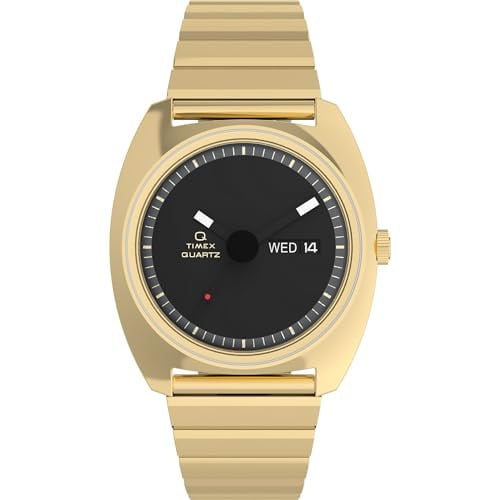 Timex Men's Q 1975 Enigma 37mm Watch - Gold-Tone Bracelet Black Dial Gold-Tone Case