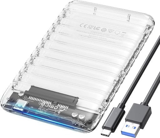 ORICO 2.5 inch Hard Drive Enclosure USB C to SATA III 5Gbps Clear