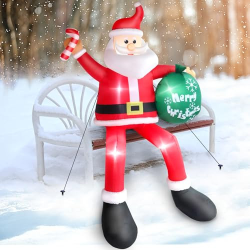 8FT Inflatable Sitting Santa Claus Christmas Outdoor Decorations