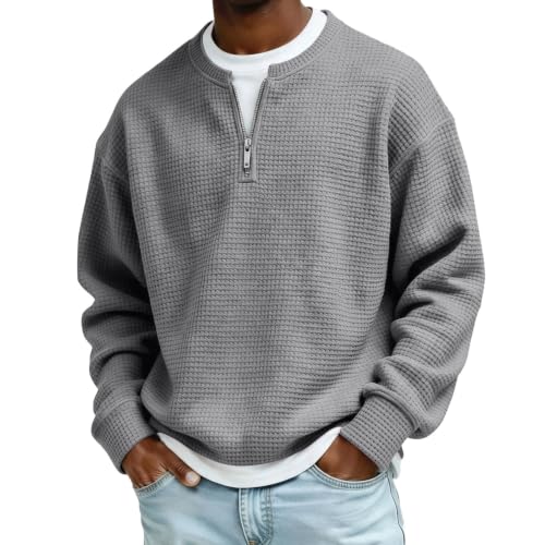2 in 1 Double Shirt Waffle Knit Long Sleeve Pullover