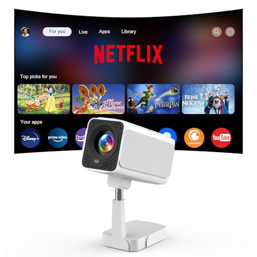 PANSEBA Smart WiFi 1024x720 Projector w/ Telescopic Stand, 4K Support (Netflix Version)