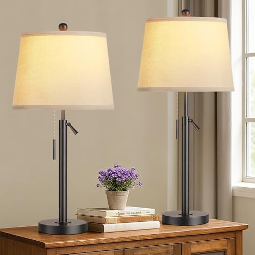 PARTPHONER Height Adjustable Nightstand Table Lamps Set of 2