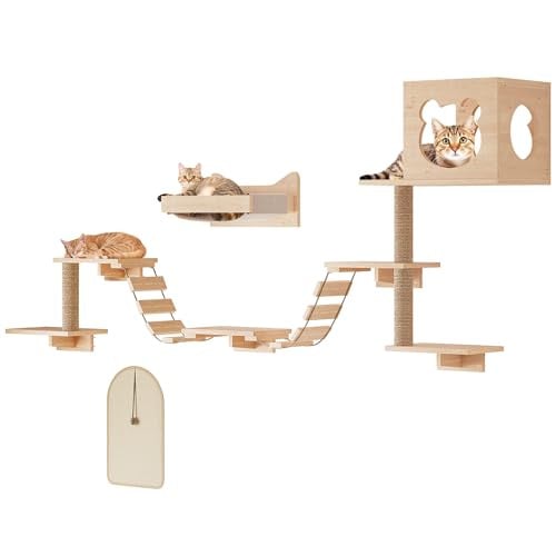 PETKABOO Cat Wall Shelves Cat Wall Furniture with Condo, Hammock, Scratching Pad, Platform and Ladder Deal