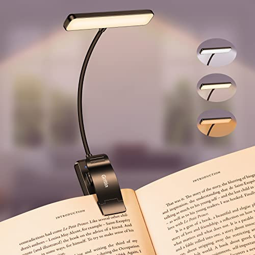 Gritin 19 LED Rechargeable Book Light with 3 Color Temperatures