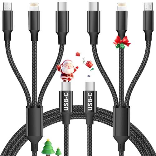 Jogrytece 2-Pack 4' 3-in-1 Multi Charging Cable w/ USB-C, Micro USB & Lightning Deal