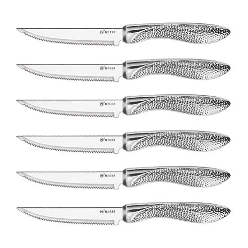 HISSF Serrated Steak Knives Set of 6, 4.5 In