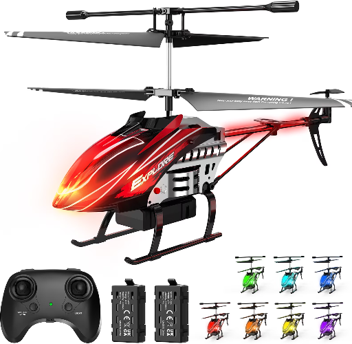 Wefone Remote Control Helicopter for Kids with Altitude Hold, 7 LED Light Modes, 2 Batteries, Red Deal