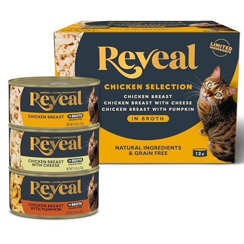 Reveal Natural Wet Cat Food, 12 Count, Grain Free, Limited Ingredient, Chicken Variety, 2.47 oz Cans