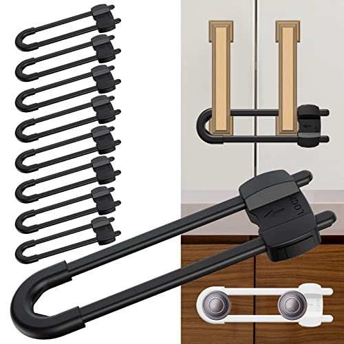 Adjustable U-Shaped Baby Cabinet Locks 10-Pack