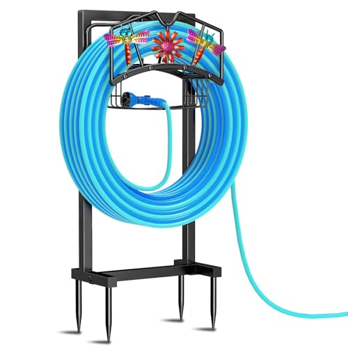 Freestanding Garden Hose Holder with Storage Basket