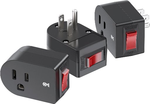 [ETL Listed] Cable Matters 3-Pack Grounded Outlet Switch with On Off