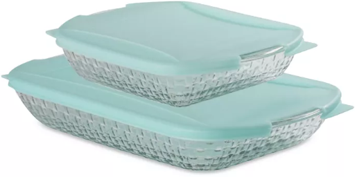 Anchor Hocking Basketweave Embossed 4-Piece Bakeware Bundle Deal