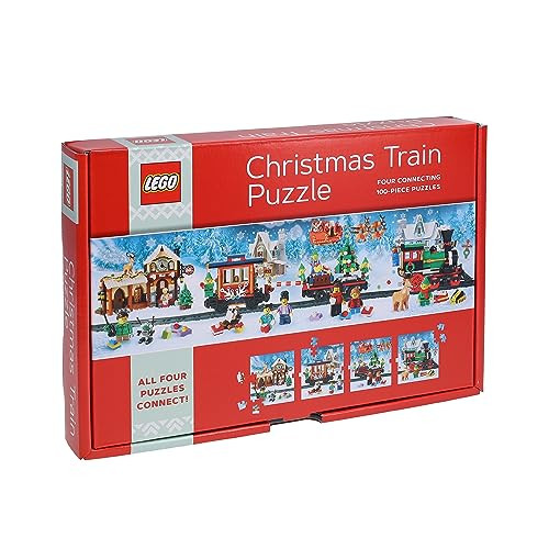 Lego Christmas Train Puzzle Four Connecting 100-Piece Jigsaw Puzzles