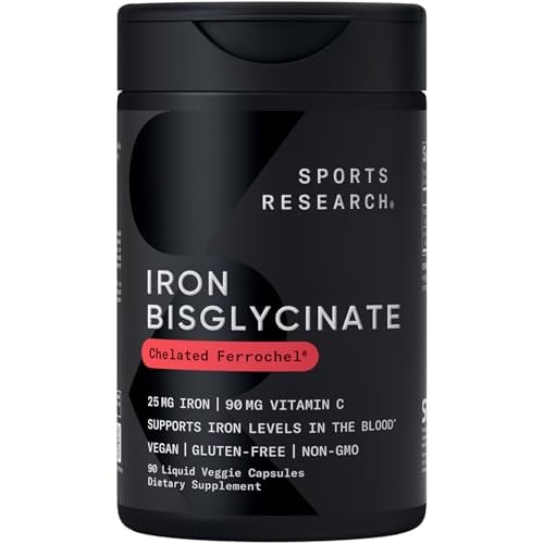 Sports Research 90-Count 25mg Iron Bisglycinate Liquid Veggie Capsules Deal