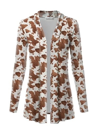 Women's Lightweight Open-Front Cowprint Cardigan Deal