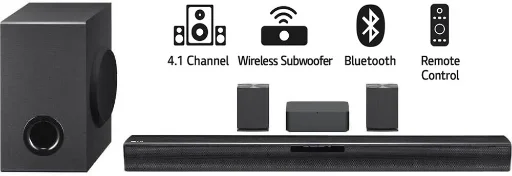 LG SQC4R 4.1-Ch. Sound Bar w/ Wireless Subwoofer & Rear Speakers Deal