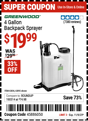 GREENWOOD 4 Gallon Backpack Sprayer