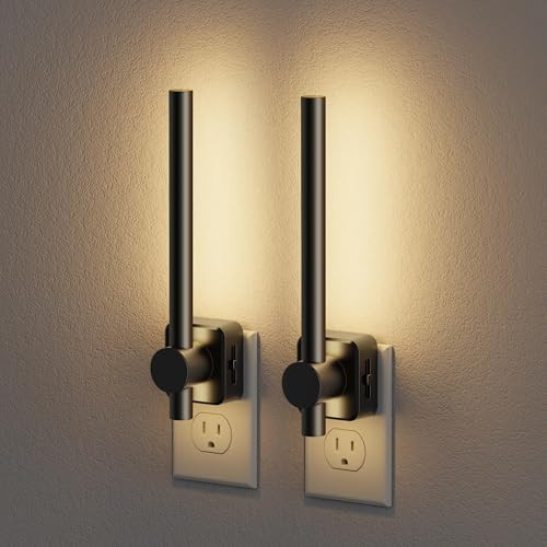 JandCase Dimmable LED Wall Plug Night Lights w/ Light Sensor 2-Pack