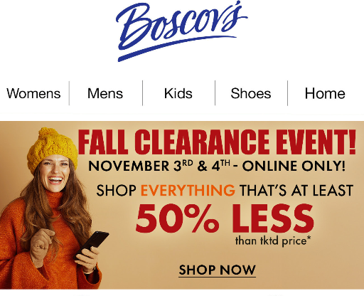 Boscov's Fall Clearance Sale