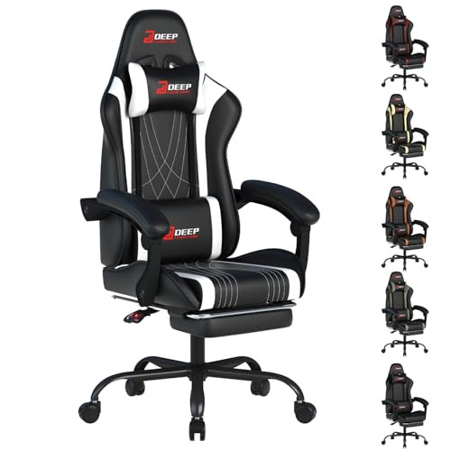 Ergonomic Gaming Chair with Footrest and Lumbar Massage