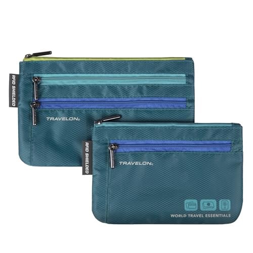 Travelon World Travel Essentials Set Of 2 Currency and Passport Organizers (Peacock Teal) Deal