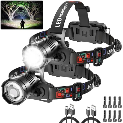 LNRYY Rechargeable Adjustable Headlamp 2-Pack
