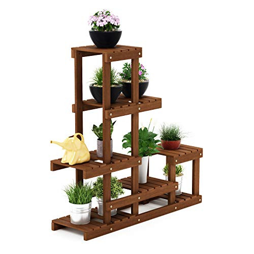 7-Tier 35.5" x 36" Furinno Tioman Engineered Wood Flower Stand Accent Shelf