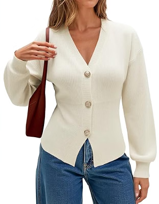 ECOWISH V Neck Belted Wrap Sweater Deal