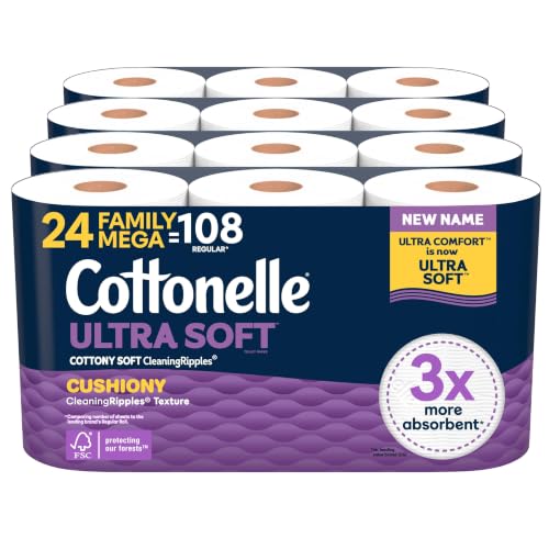 Cottonelle Ultra Soft Toilet Paper 24 Family Mega Rolls Deal