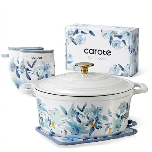 CAROTE 5-Quart Cast Iron Dutch Oven Pot with Lid Deal