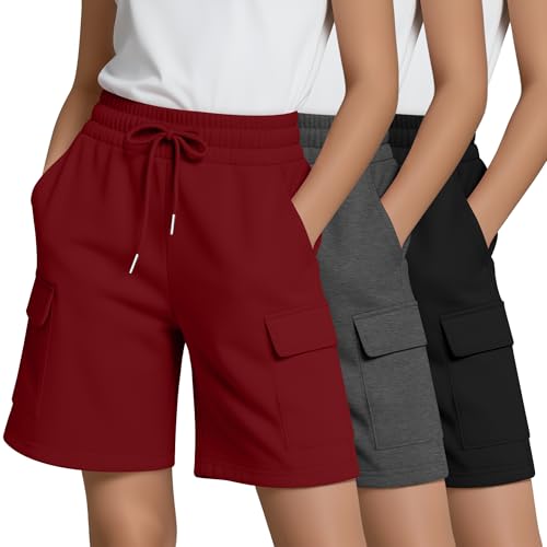 LessonZoo Girls' Cargo Bermuda Shorts 3-Pack