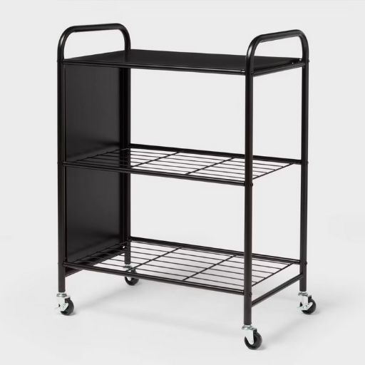 Brightroom Metal 3-Tier Microwave Storage Cart (Black)