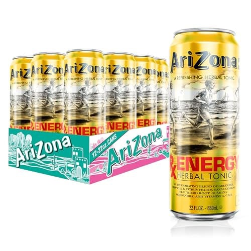 AriZona Rx Energy Herbal Tonic with Green Tea and Citrus, 132mg Caffeine, 22 Fl Oz, 12-Pack