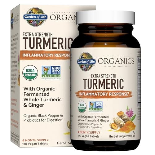 Garden of Life Organics Extra Strength Turmeric Inflammatory Response 120 Tablets 100mg Deal