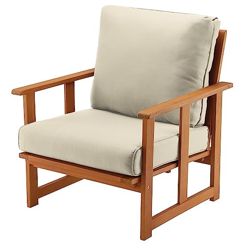 National Tree Company Eucalyptus Grandis Wood Cushioned Club Chair, Beige Deal