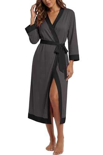 PrinStory Women's Lightweight Soft 3/4 Sleeve Bathrobe
