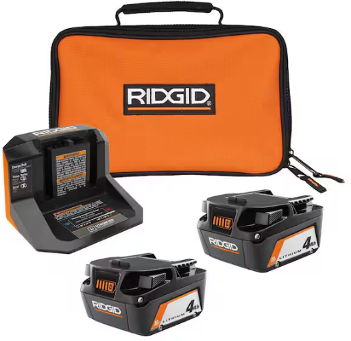 RIDGID 18V Lithium-Ion (2) 4.0 Ah Battery Starter Kit