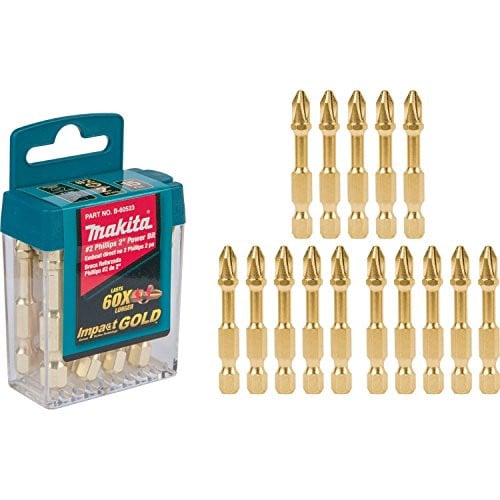 Makita B-60523 Impact Gold #2 Phillips 2" Power Bit 15-Pack