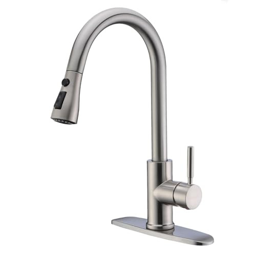 Wewe Single Handle High Arc Kitchen Faucet w/ Pull Down Sprayer
