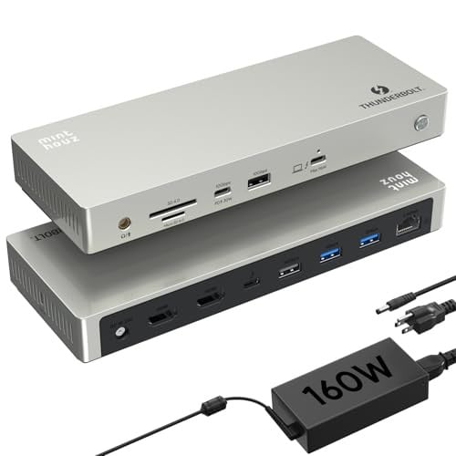 Minthouz Thunderbolt 4 Dock 12-in-1 40Gbps Docking Station with Triple 4K/8K Display & 160W Power