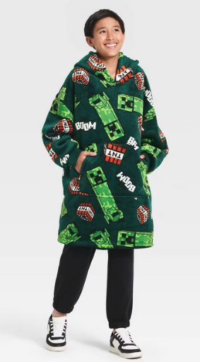 Kids' Oversized Plush Hooded Sweatshirt: Minecraft