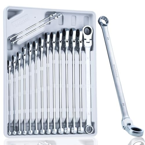 (Prime Deal) Toolant 16PCS Extra Long Ratcheting Wrench Set Flex Head Deal