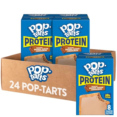 Pop-Tarts Protein Toaster Pastries, 10g Protein, Boostin' Brown Sugar Cinnamon (3 Boxes, 24 Pop-Tarts)