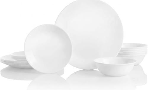 Corelle Vitrelle 18-Piece Service for 6 Dinnerware Set, Winter Frost White Deal