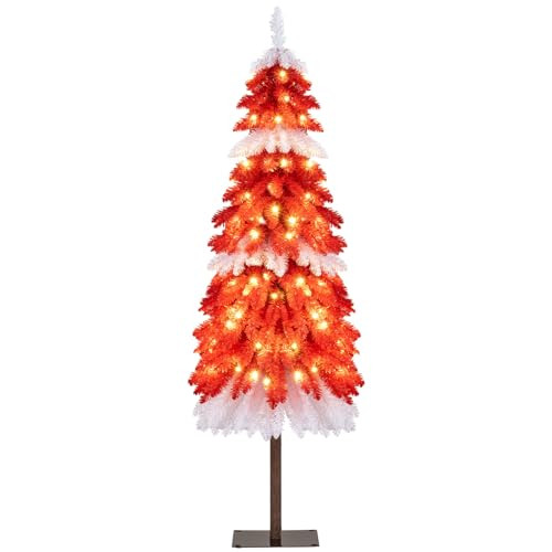 Goplus 5' Pre-Lit Red & White Candy Cane Christmas Tree
