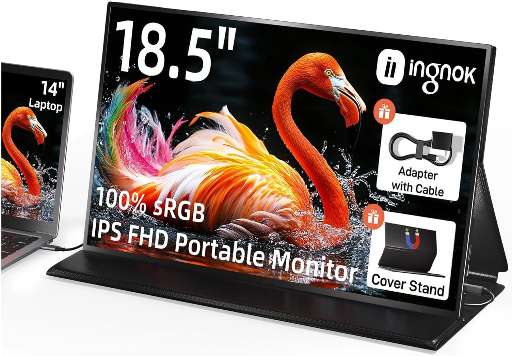 Ingnok Portable Monitor 18.5" FHD 1080P Laptop Screen Extender Monitor w/Cover Deal