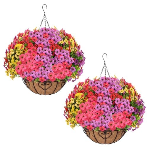 Artificial Hanging Flower for Outdoors, 2 Baskets Deal
